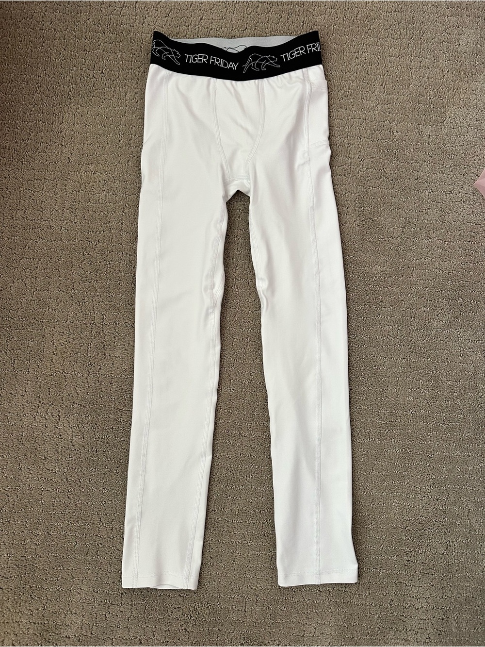 Tiger Friday Speed of Tight Athletic Tights - White Child XL